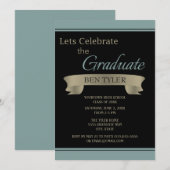 Uitnodiging van de zwarte en Blauwgroen/blauwe Gra (Voorkant / Achterkant)