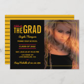 Uitnodiging van de Zwarte en Gouden GraduPartij (Voorkant / Achterkant)