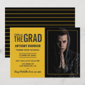 Uitnodiging van de Zwarte en Gouden GraduPartij (Voorkant / Achterkant)