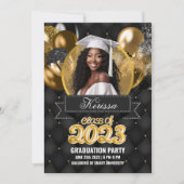 Uitnodiging van de Zwarte en Gouden GraduPartij (Voorkant)