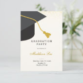 Uitnodiging van de Zwarte en Gouden GraduPartij (Staand voorkant)