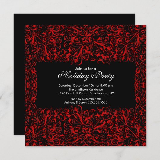 Uitnodiging van de zwarte en Rode feestdag (Voorkant / Achterkant)