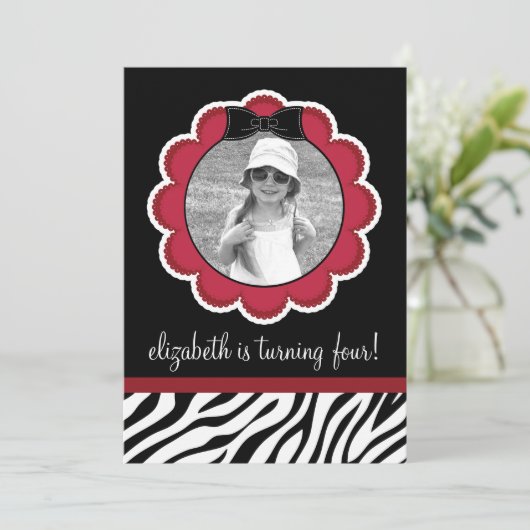  uitnodiging van de Zwarte en Rode Partij van de D (Staand voorkant)