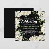 Uitnodiging van de Zwarte en Witte Floral Gradual  (Voorkant / Achterkant)