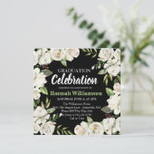 Uitnodiging van de Zwarte en Witte Floral Gradual  (Staand voorkant)