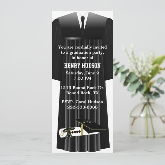 Uitnodiging van de Zwarte en Witte GraduPartij (Staand voorkant)