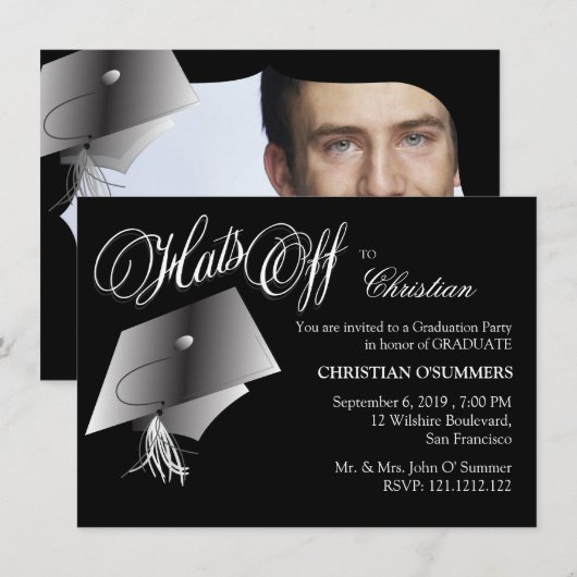 Uitnodiging van de Zwarte en Witte GraduPartij (Voorkant / Achterkant)