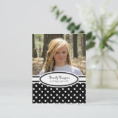 Uitnodiging van de Zwarte en Witte Polka Dot Party (Staand voorkant)
