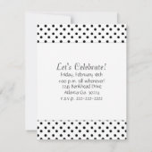 Uitnodiging van de Zwarte en Witte Polka Dot Party (Achterkant)