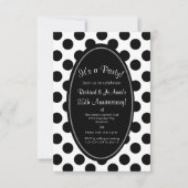 Uitnodiging van de Zwarte en Witte Polka Dot Party (Voorkant)