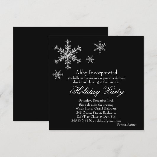 Uitnodiging van de zwarte Glamourese Vakbende (cor (Voorkant / Achterkant)