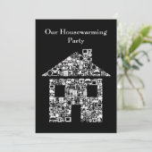 Uitnodiging van de Zwarte Huis voor Housewarming (Staand voorkant)
