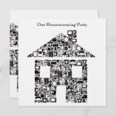 Uitnodiging van de Zwarte Huis voor Housewarming (Voorkant / Achterkant)