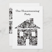 Uitnodiging van de Zwarte Huis voor Housewarming (Voorkant / Achterkant)