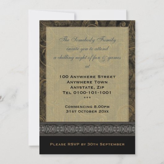 Uitnodiging van de Zwarte Krow Gothic Party (Achterkant)