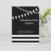 Uitnodiging van de zwarte & Witte GraduPartij (Staand voorkant)