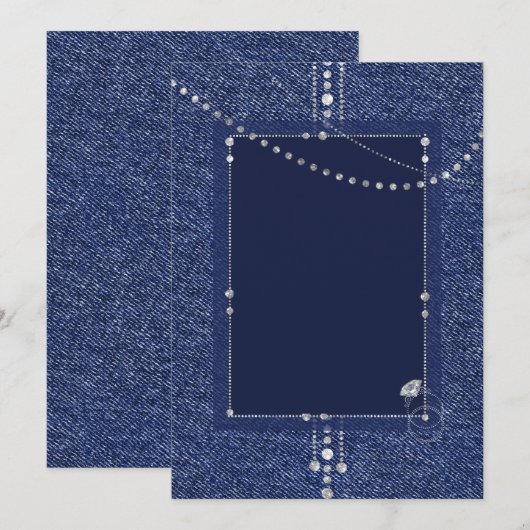 Uitnodiging van denim en diamanten (Voorkant / Achterkant)
