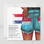 Uitnodiging van Denim Girl Graduation Party (Voorkant)