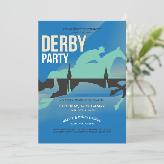 Uitnodiging van Derby Party (Staand voorkant)