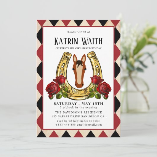 Uitnodiging van Derby Party (Staand voorkant)