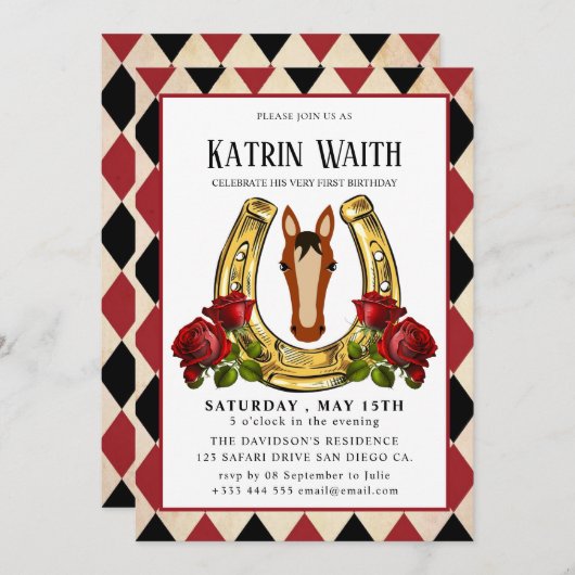 Uitnodiging van Derby Party (Voorkant / Achterkant)