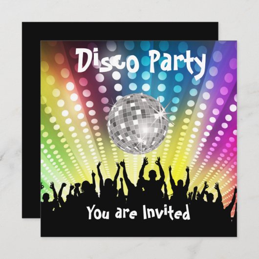 Uitnodiging van Disco Party om het even welke vier (Voorkant / Achterkant)