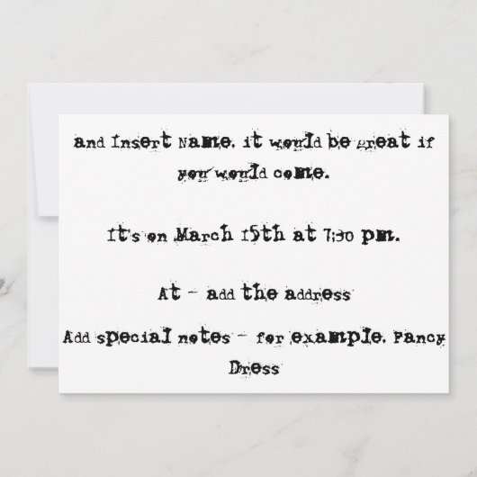 uitnodiging van DJ-partij (Achterkant)