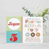 Uitnodiging van Donuts & Pajamas Party (jongens) (Staand voorkant)