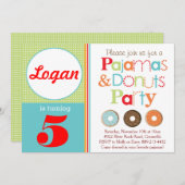 Uitnodiging van Donuts & Pajamas Party (jongens) (Voorkant / Achterkant)