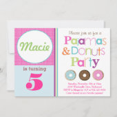 Uitnodiging van Donuts & Pajamas Party (roze) (Voorkant)