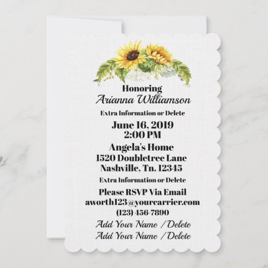 Uitnodiging van edele Baby showers (Achterkant)