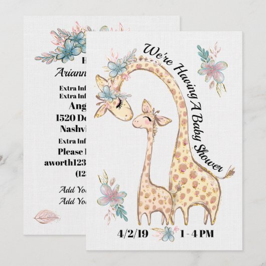 Uitnodiging van edele Baby showers (Voorkant / Achterkant)