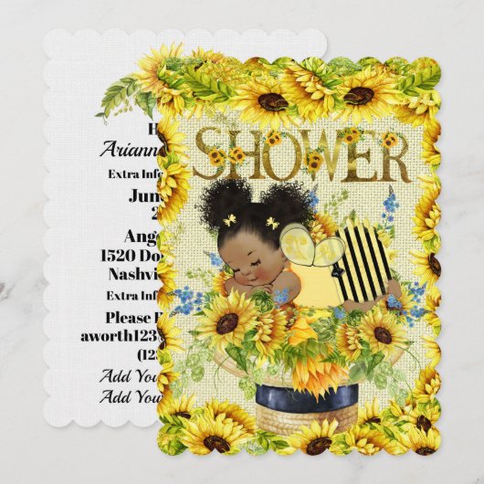 Uitnodiging van edele Baby showers (Voorkant / Achterkant)