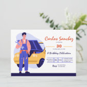 uitnodiging van een automonteur (Staand voorkant)