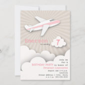 Uitnodiging van een Birthday-vliegveld - Roze (Voorkant)