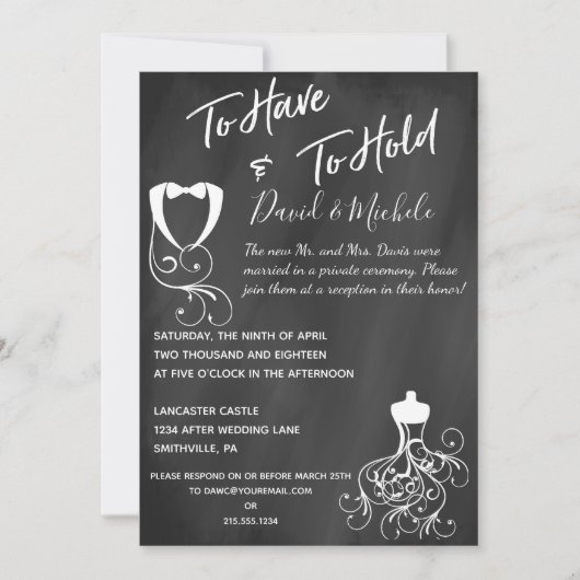 Uitnodiging van een Chalkboard-after-Wedding Party (Voorkant)