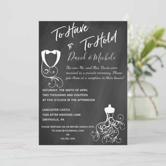Uitnodiging van een Chalkboard-after-Wedding Party (Staand voorkant)