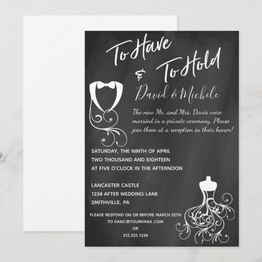 Uitnodiging van een Chalkboard-after-Wedding Party (Voorkant / Achterkant)