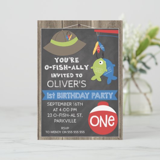 Uitnodiging van één dag om een visreis te maken (Staand voorkant)