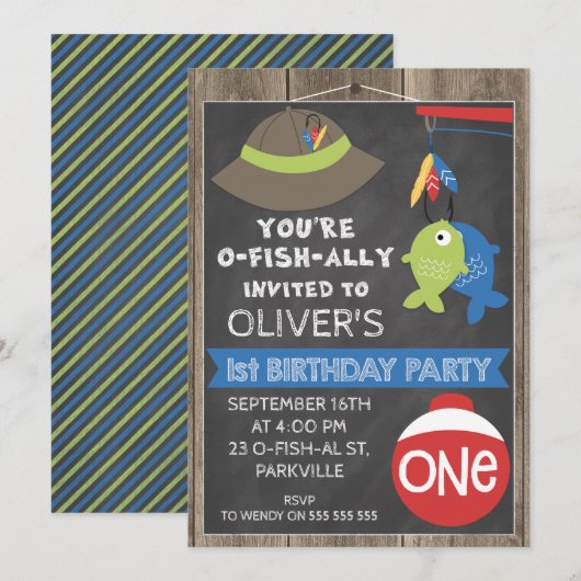 Uitnodiging van één dag om een visreis te maken (Voorkant / Achterkant)