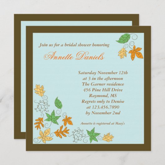 Uitnodiging van een fall-lederen bridal (Voorkant / Achterkant)