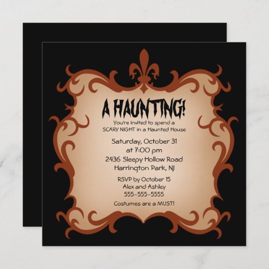 Uitnodiging van een halloween-partij (Voorkant / Achterkant)