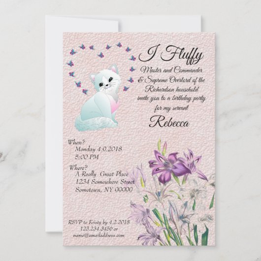 Uitnodiging van een Kat om een feestdag te houden (Voorkant)