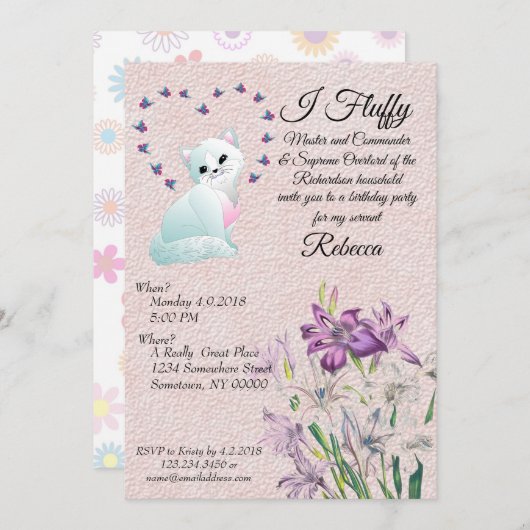 Uitnodiging van een Kat om een feestdag te houden (Voorkant / Achterkant)