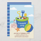 Uitnodiging van een Kind van de "beach party"-part (Voorkant / Achterkant)