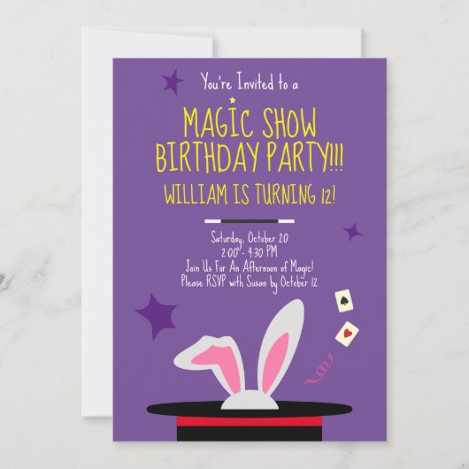 Uitnodiging van een Magic Birthday Party - Top Hat (Voorkant)