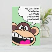 Uitnodiging van een Monkey Business Birthday Party (Staand voorkant)