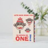 Uitnodiging van een Monkey Business Birthday Party (Staand voorkant)