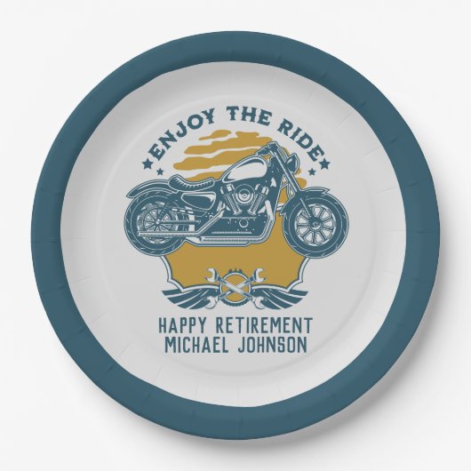 Uitnodiging van een motorfietspad papieren bordje (Voorkant)