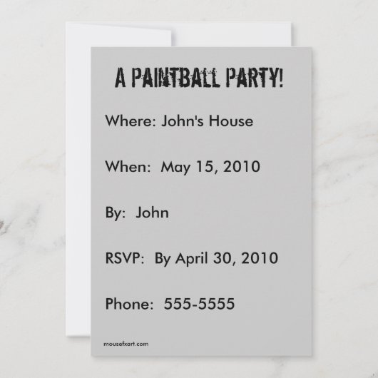 Uitnodiging van een partij bij het bal (ontwerp 2) (Achterkant)